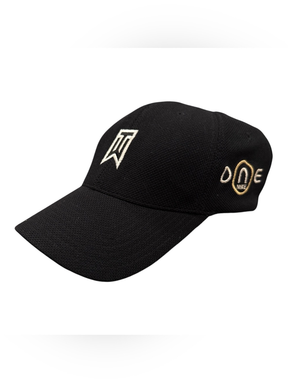 Vintage Tiger Woods TW Logo Nike Golf FlexFit Size M/L Black Hat Nice Shape Y2K
